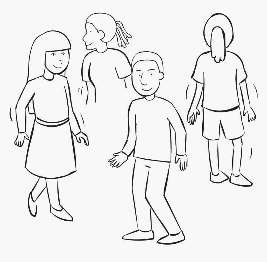 Group Of People Moving About An Area, As Part Of Fun - Line Art, HD Png Download, Free Download