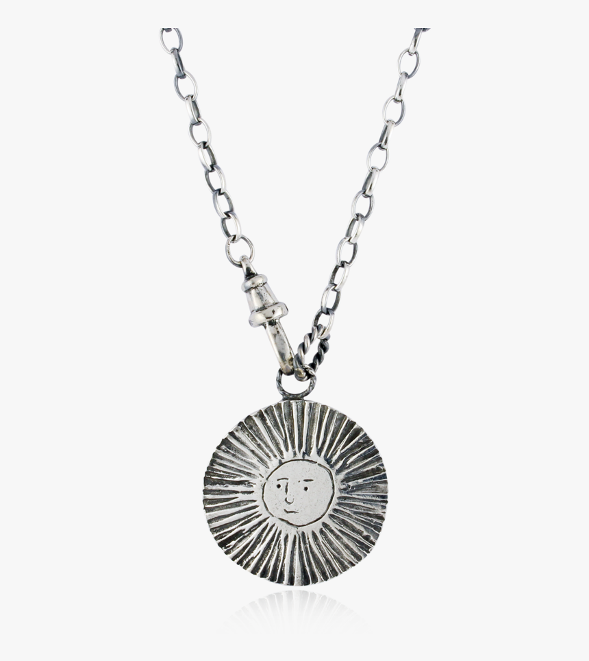 Large Sun / Moon Disc Lariat Reversible Necklace Silver - Locket, HD Png Download, Free Download