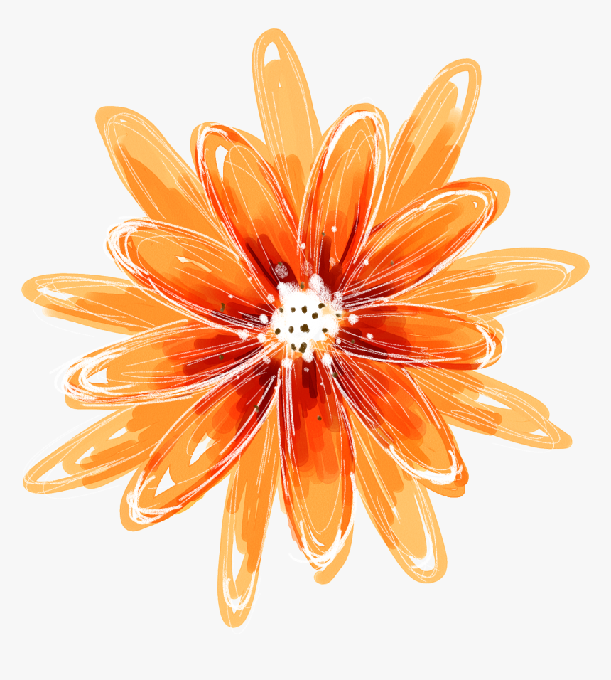 Orange Oil Painting - Flower Art, HD Png Download, Free Download