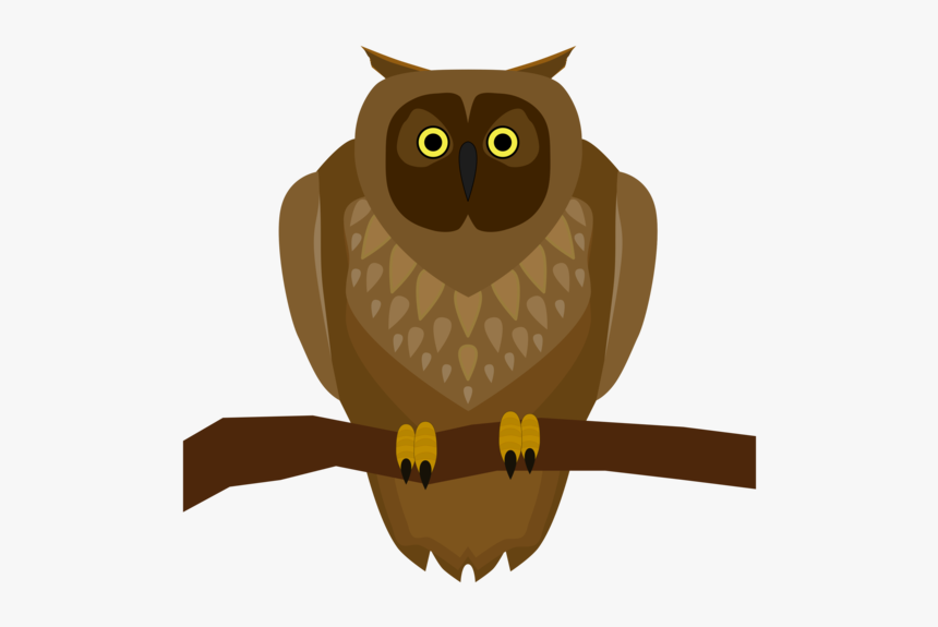 Bird Of Prey,owl,bird - Owl Sitting On A Branch Clipart, HD Png Download, Free Download
