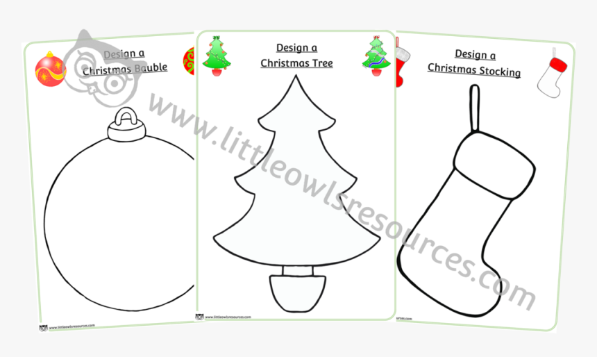 Christmas Art Design Sheets - Christmas Tree Colouring Eyfs, HD Png Download, Free Download