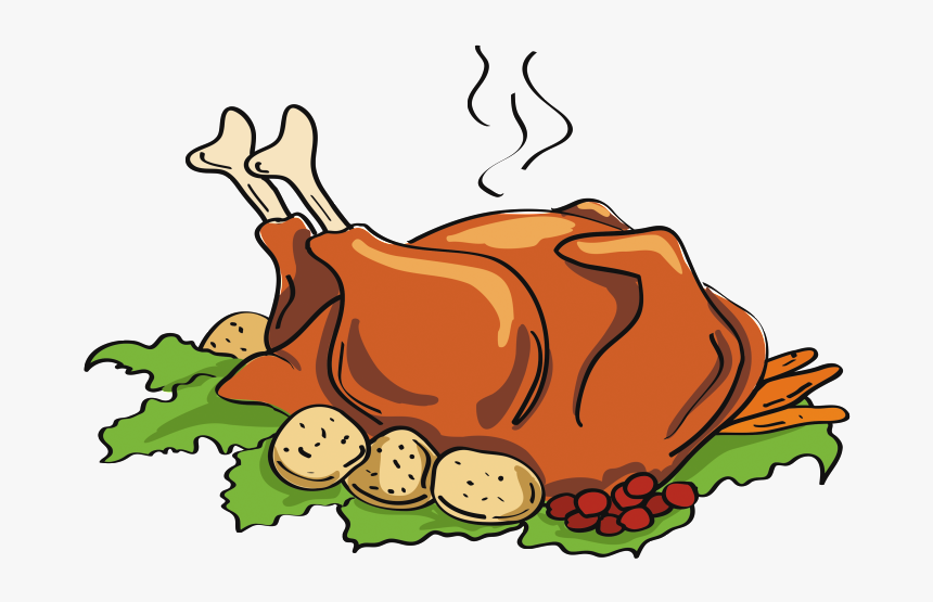 Roast Chicken , Png Download - Drawing Of A Turkey Dinner, Transparent Png ...