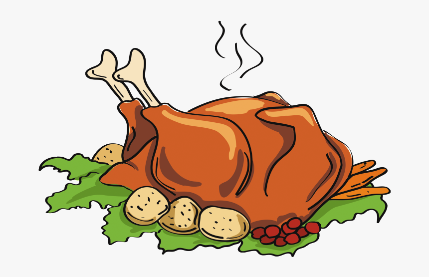 Roast Chicken , Png Download - Drawing Of A Turkey Dinner, Transparent Png, Free Download