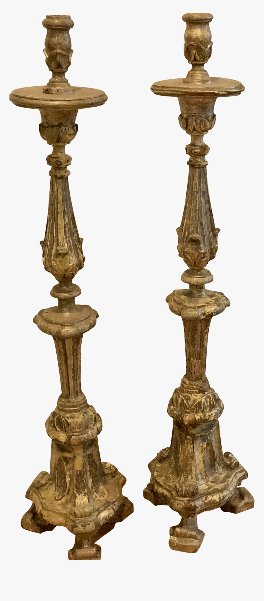 Antique Giltwood Candlestick Angels, HD Png Download, Free Download