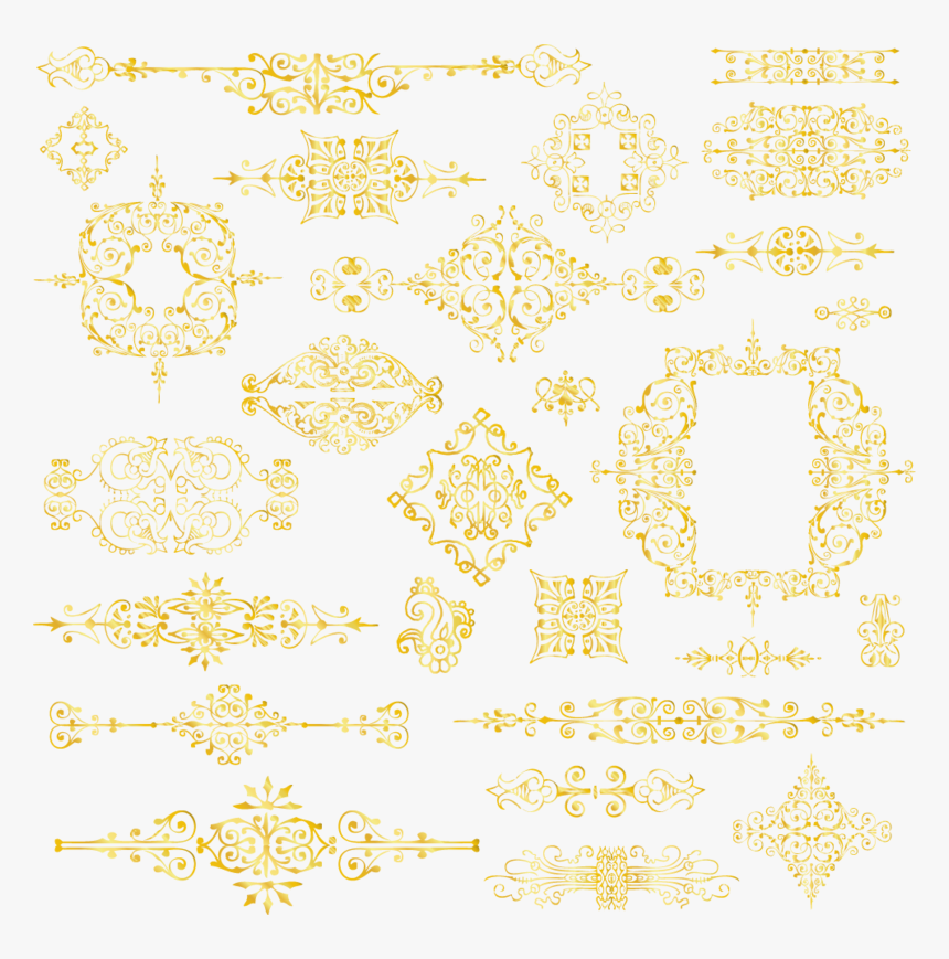 Golden Flower Pattern Frame Material Yellow - Motif, HD Png Download, Free Download