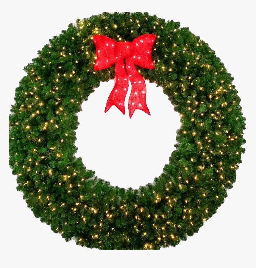 Christmas Wreath Transparent Png - 60 Inch Pre Lit Outdoor Christmas Wreath, Png Download, Free Download