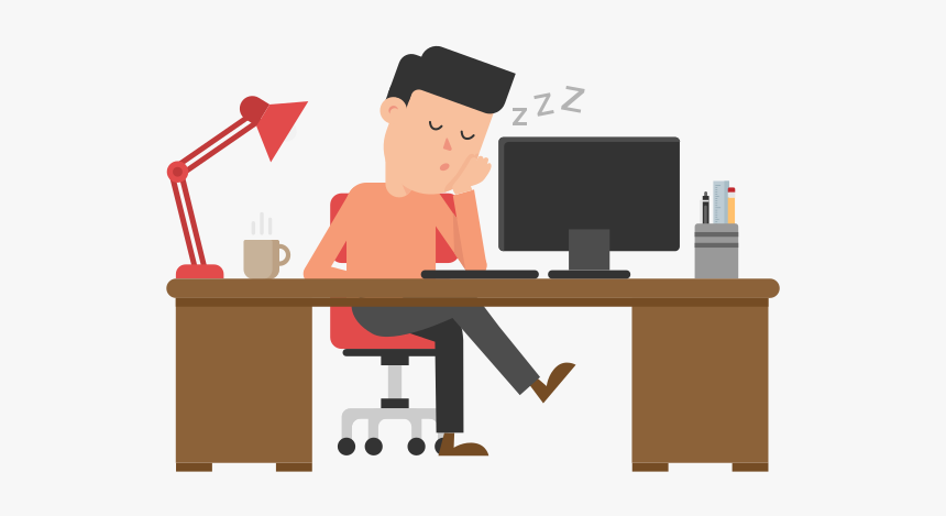 Man Sleeping At His Desk Cartoon Vector - Make Money Online, HD Png Download, Free Download