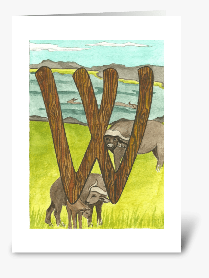 W For Water Buffalo Greeting Card - Warthog, HD Png Download, Free Download