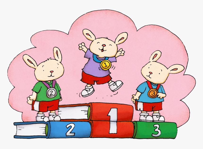 Cartoon Of Rabbits Winning Olympic Medals - Cartoon, HD Png Download, Free Download