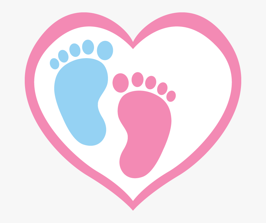 Blue Footprint And Pink Footprint Inside A Heart Shape - Black Foot Logo, HD Png Download, Free Download