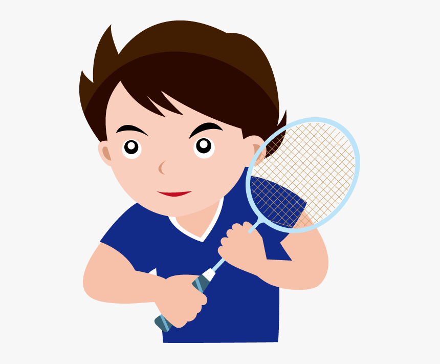 Transparent Tennis Racquet Clip Art - Boy Playing Badminton Cartoon, HD Png Download, Free Download