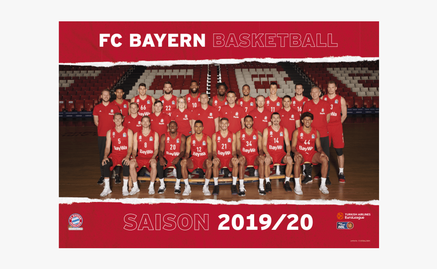 Cartel Del Equipo De Baloncesto 2019/20 - Fc Bayern Basketball Kader, HD Png Download, Free Download