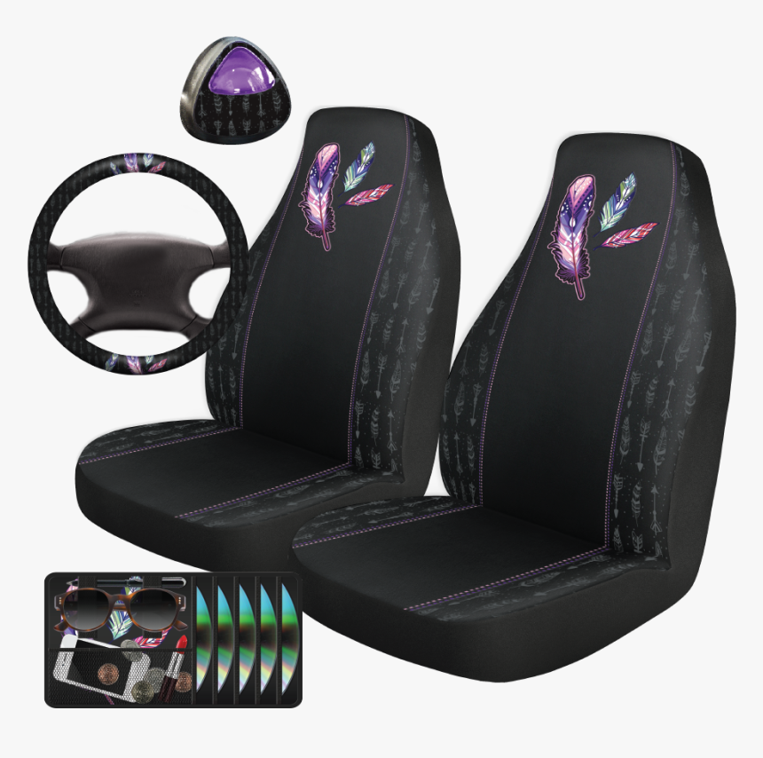 Auto Drive 5pc Purple Feather - Funky Car Seat Covers, HD Png Download, Free Download