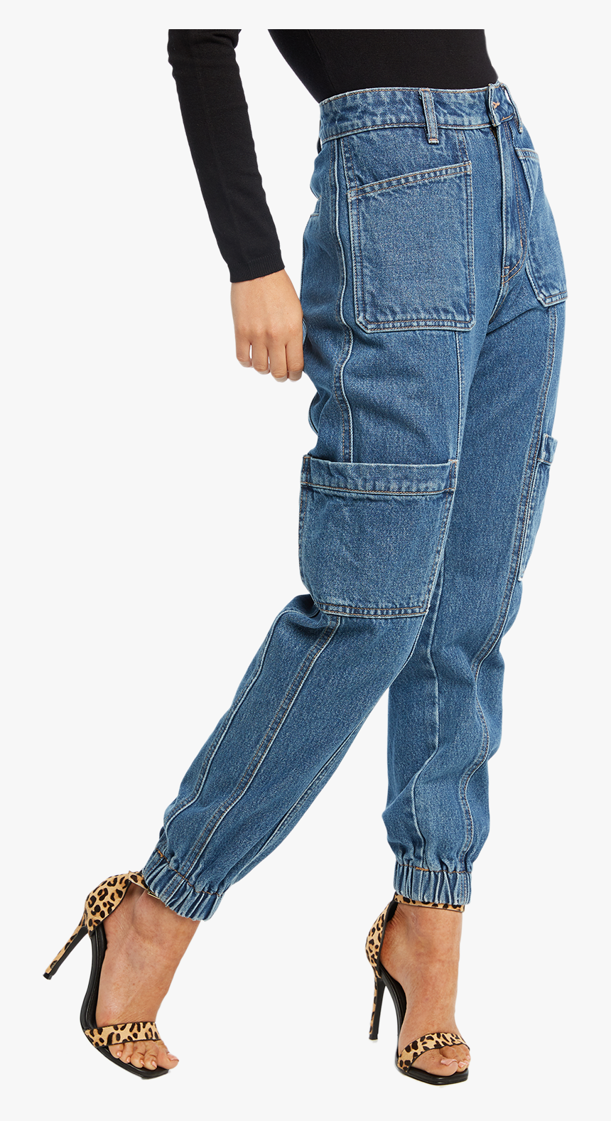 Tegan Patch Pocket Jean In Colour True Navy - High Heels, HD Png Download, Free Download
