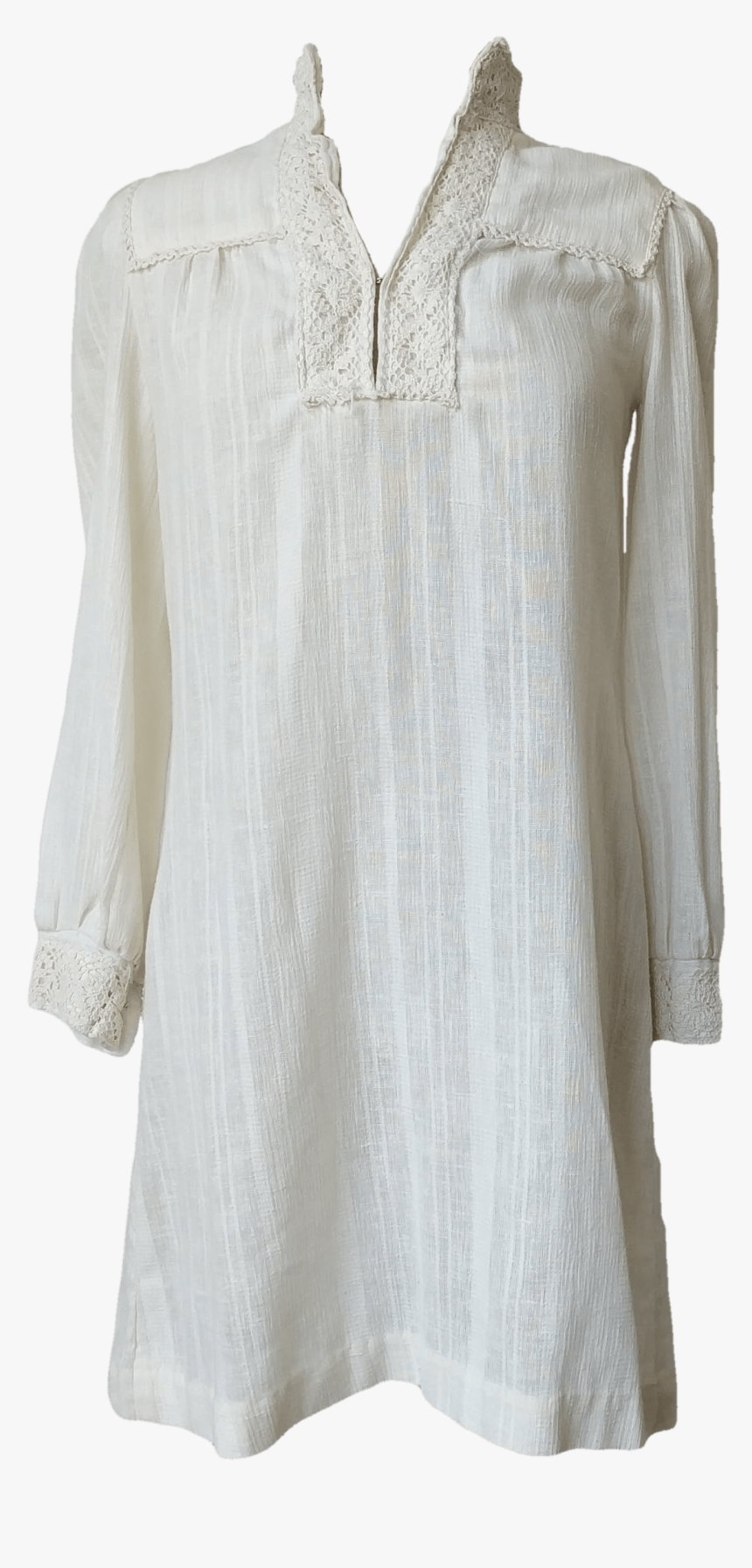 70"s Long Sleeved Gauze Dress - Blouse, HD Png Download, Free Download