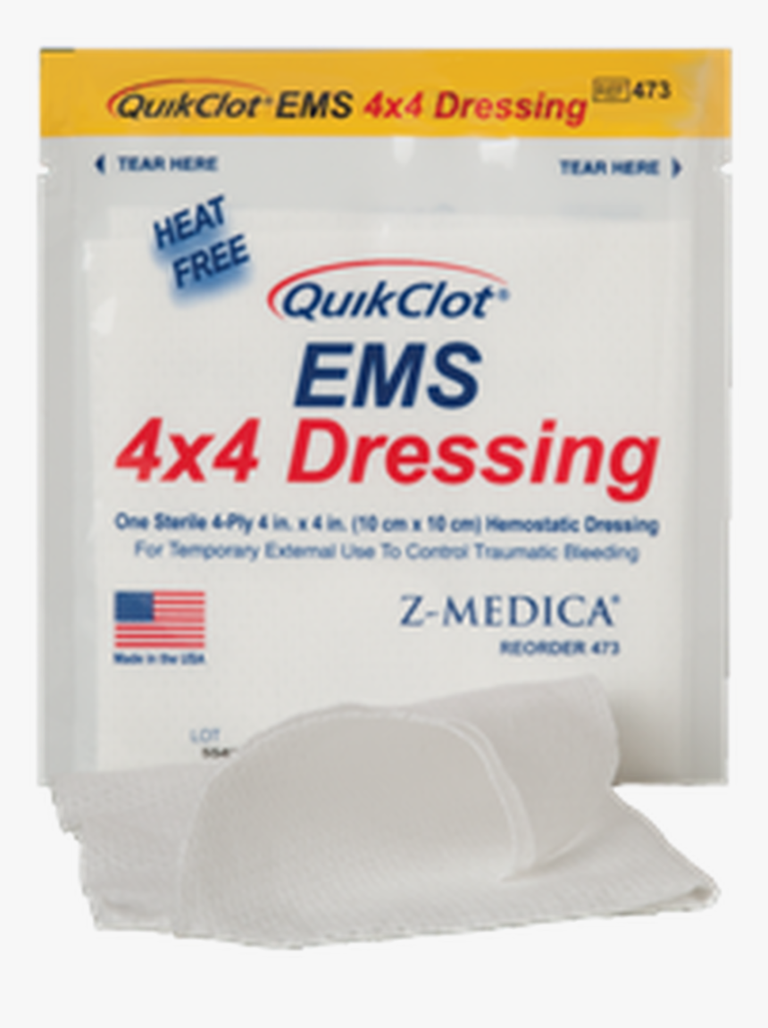 Quikclot ® Ems Hemostatic Gauze Dressing - Quikclot Ems 4x4 Dressing, HD Png Download, Free Download