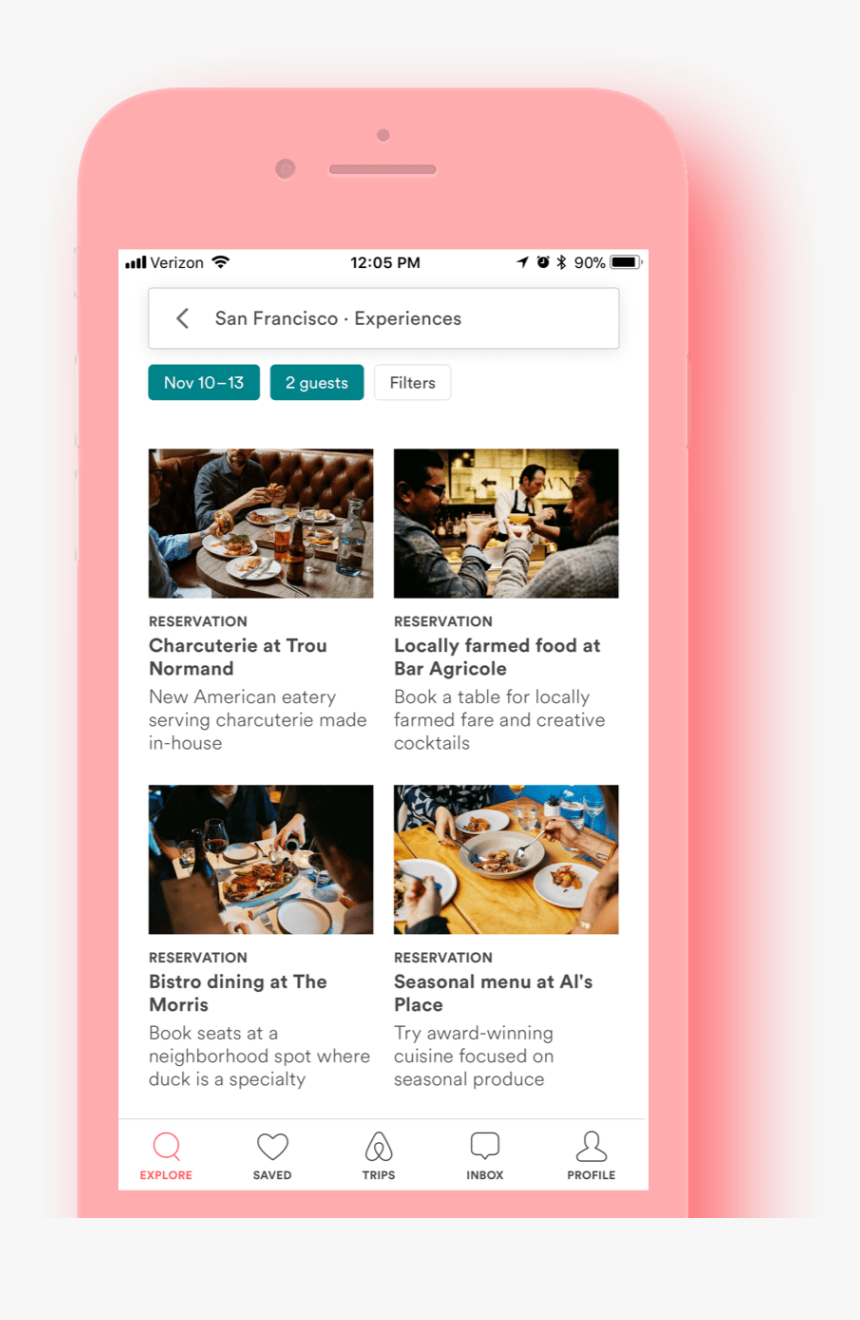 Airbnb App With Restaurants - Mobile Phone, HD Png Download, Free Download