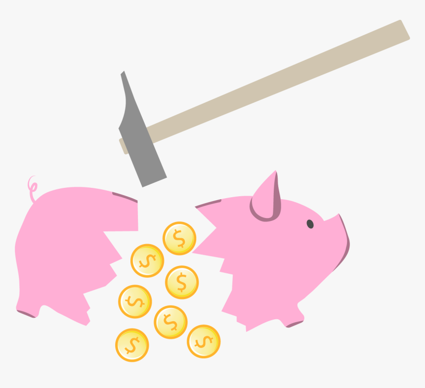 Domestic Pig Piggy Bank - Smashed Piggy Bank Clipart, HD Png Download, Free Download
