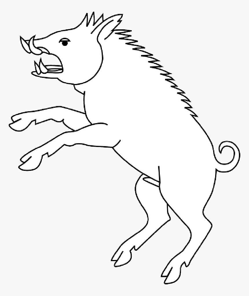Head, Outline, Drawing, Cartoon, Pig, Wild, Stand, - Blue Boar Coat Of Arms, HD Png Download, Free Download