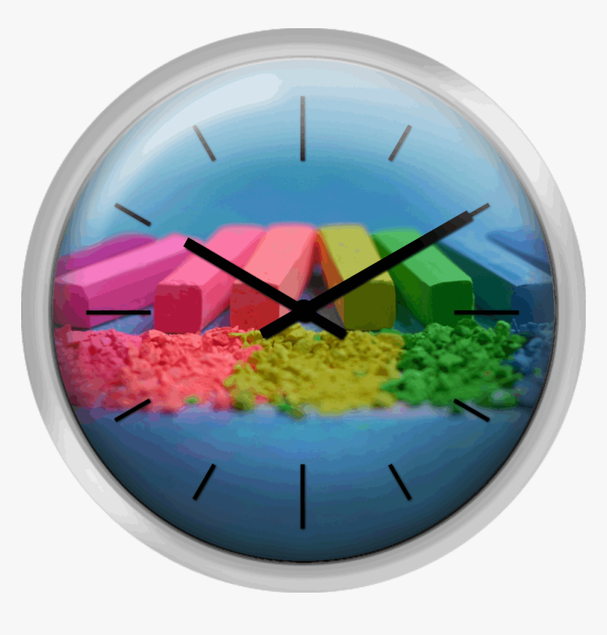Crayons Lined Up In Rainbow Colors - Wall Clock, HD Png Download, Free Download