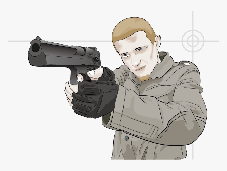 Clipart Gun Gun Shooting - People With Gun Drawing, HD Png Download, Free Download