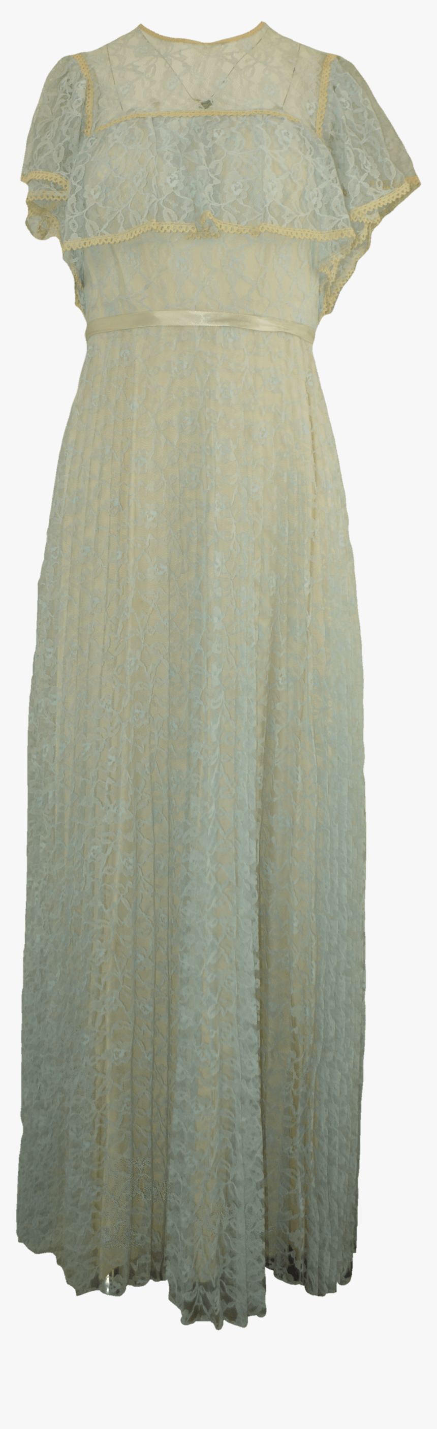 70"s Long Light Blue Lace Pleated Dress - Skirt, HD Png Download, Free Download