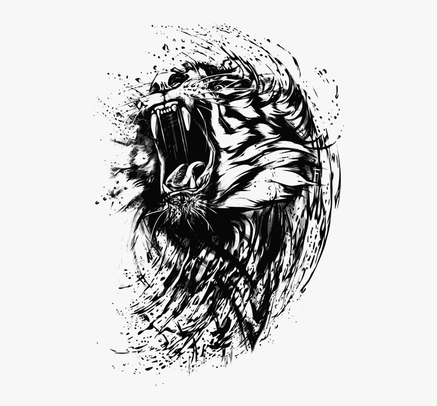 Free Vector Graphic Tiger Abstract Animal Wild Cat - Roaring Tiger Head Drawing, HD Png Download, Free Download