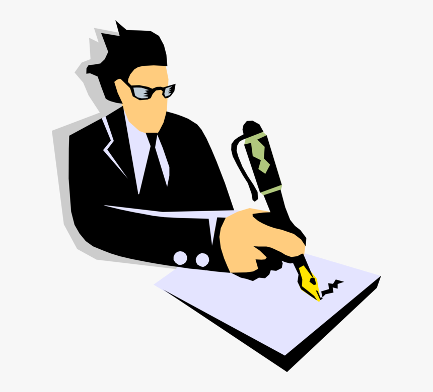 Vector Illustration Of Businessman Writing On Paper - Writing Man Vector Png, Transparent Png, Free Download