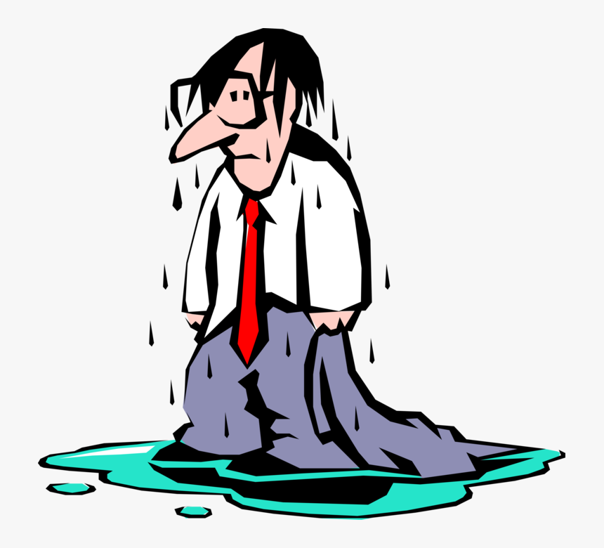 Vector Illustration Of Rain Soaked Businessman Proves - Wet Clipart, HD Png Download, Free Download
