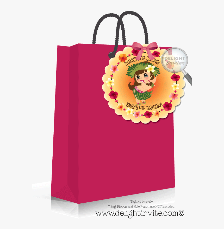 Hawaiian Hula Girl Birthday Favor Tag - Birthday, HD Png Download, Free Download