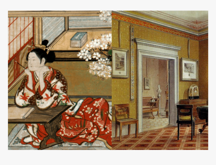 Painting From The Tale Of Genji And A 19th Century - 1815 1848 Biedermeier Möbel, HD Png Download, Free Download