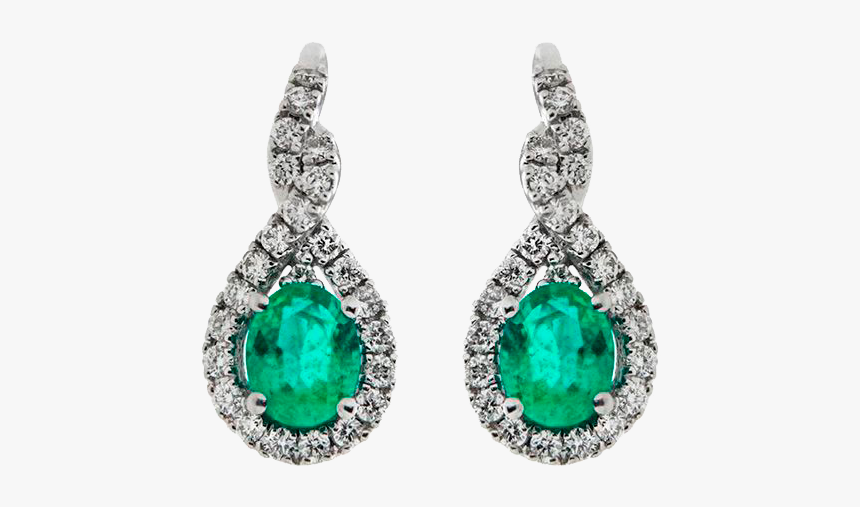 Mirco Visconti White Gold Emerald Diamond Earrings - Orecchini Smeraldo, HD Png Download, Free Download