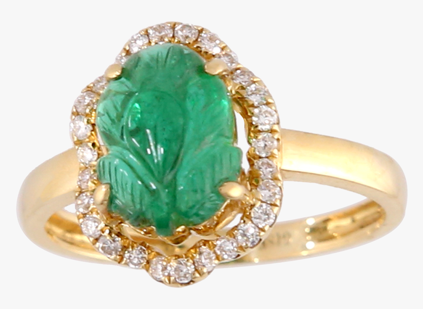 Leaf Carved Colombian Emerald Ring"
 Class=, HD Png Download, Free Download