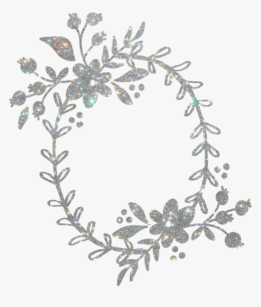 #wreath #floral #flowers #silver #glitter #laurel #leaves - Vinyl Flowers Cricut, HD Png Download, Free Download