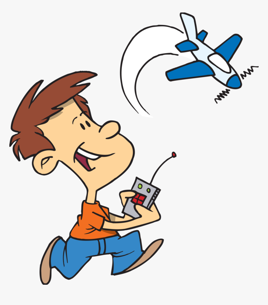 Remote Control Plane Cartoon Clipart , Png Download - Boy Black And White, Transparent Png, Free Download
