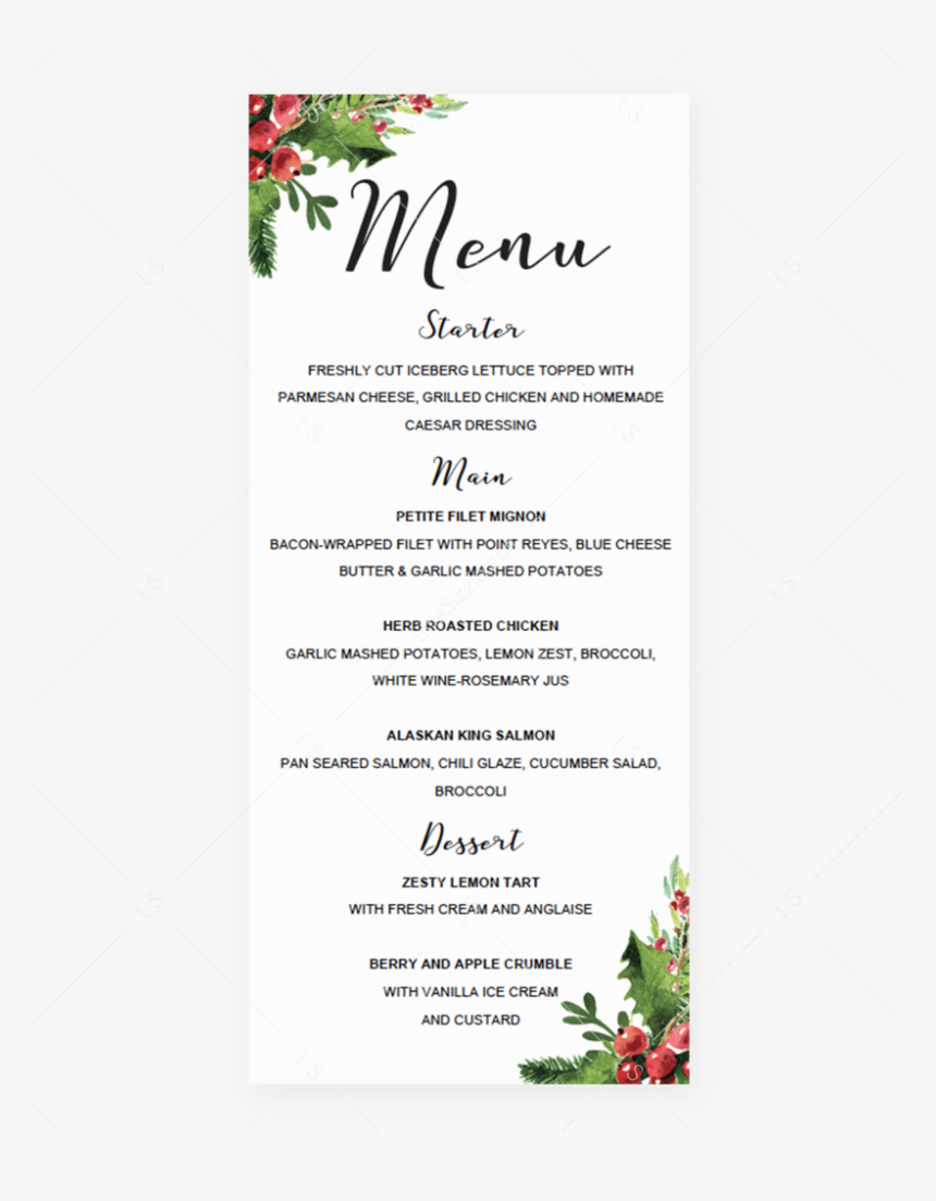 Christmas Menu Card Template By Littlesizzle"
 Class="lazyload"
 - Christmas Menu Card Template, HD Png Download, Free Download