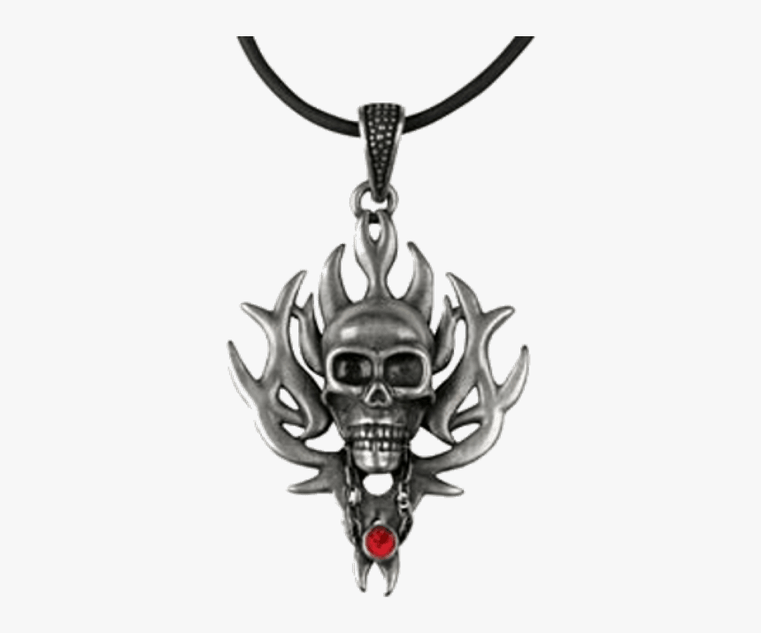 Ytc 2358 Skull W/ Flame Ruby Pendant - Pendant, HD Png Download, Free Download