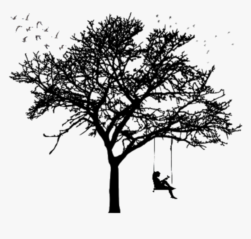 #ftestickers #girl #swing #tree - Silhouette Vector Tree Png, Transparent Png, Free Download