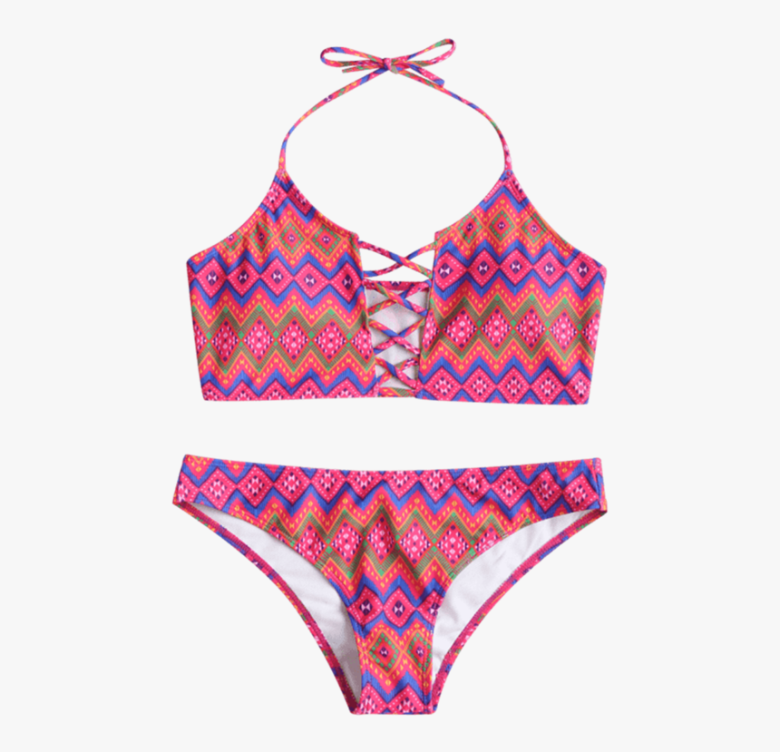Women"s Swimwear Set Geometric Pattern Hollow Out Push - Swimsuit Top, HD Png Download, Free Download