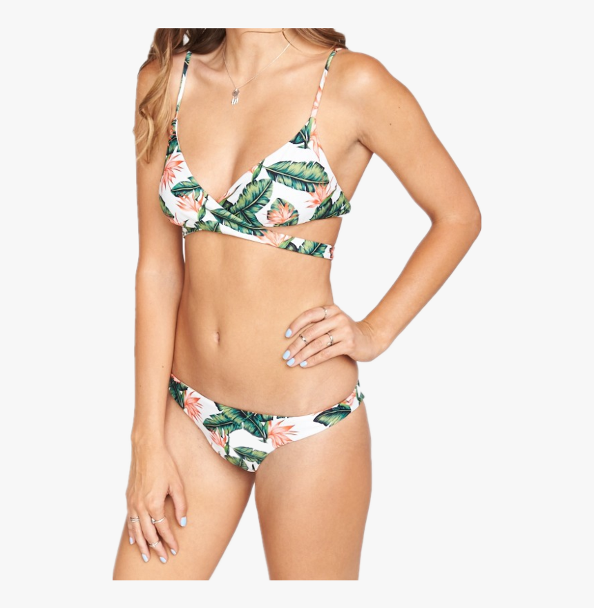 Padded Twine Jungle Leaves Print Sexy Bikini - Bikini, HD Png Download, Free Download