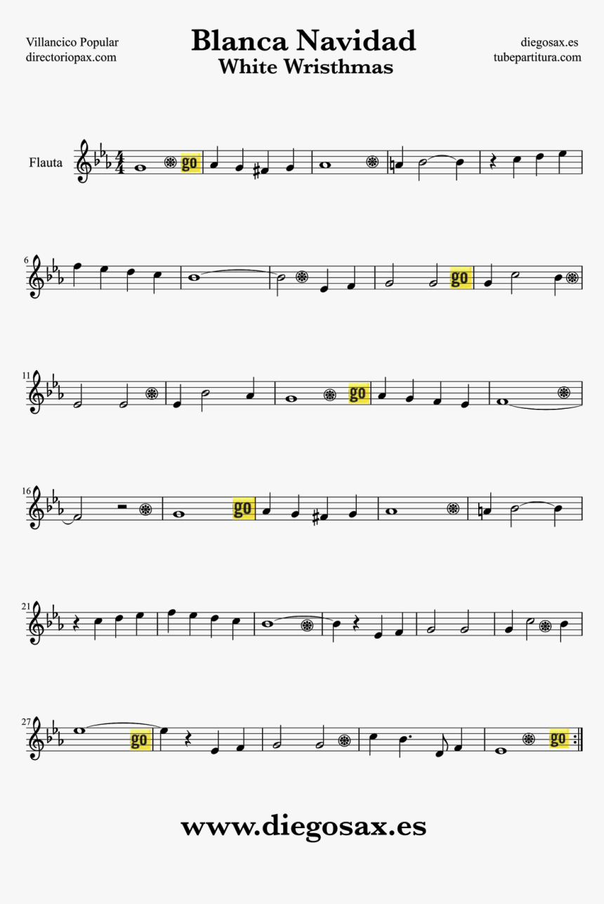 Partitura De Blanca Navidad Para Saxofón Alto Barítono - Partituras Para Violonchelo Navidad, HD Png Download, Free Download