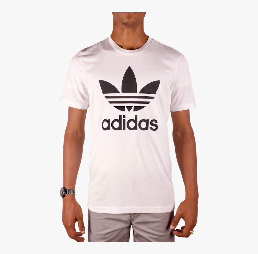 Adidas White Trefoil Crew Neck Sweatshirt, HD Png Download - kindpng