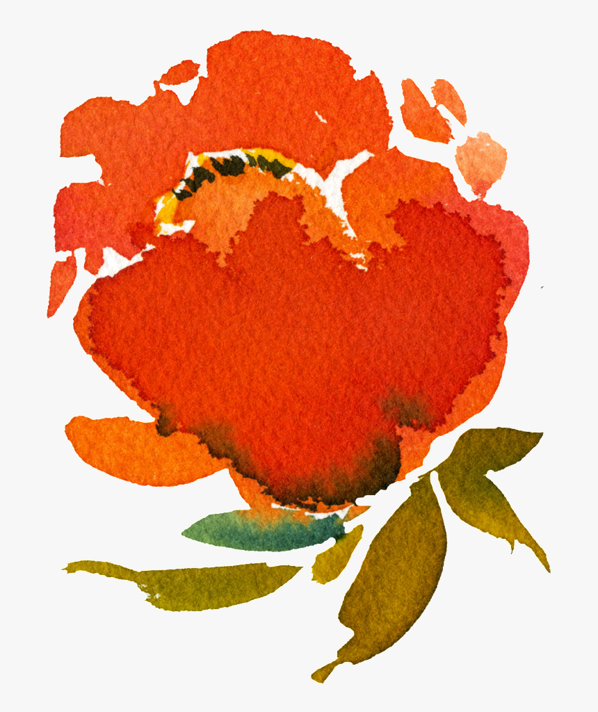 Hand Painted Orange Red Rendering Flower Png Transparent - Transparent Red Orange Flower Clip Art, Png Download, Free Download