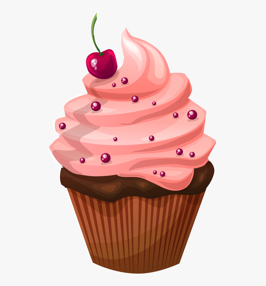 Cupcake Muffin Birthday Cake Chocolate Cake Frosting - Cartoon Cupcake Transparent Background, HD Png Download, Free Download