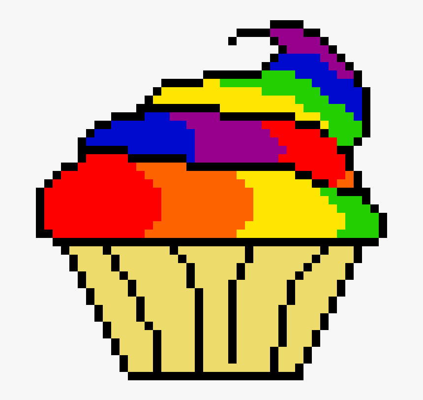 Rainbow Cupcake - Pixel Art Cat With Fish, HD Png Download, Free Download