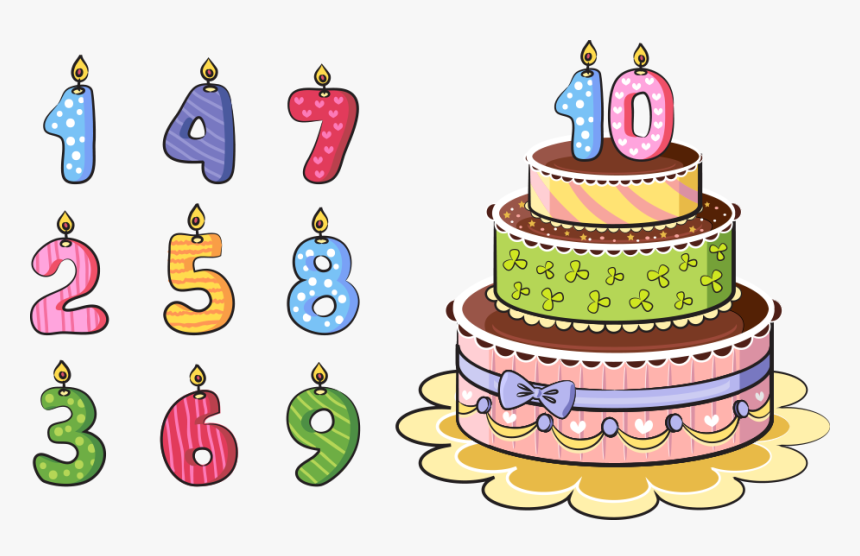 Birthday Cake Cartoon - Birthday Cakes Number Candles Png, Transparent Png, Free Download