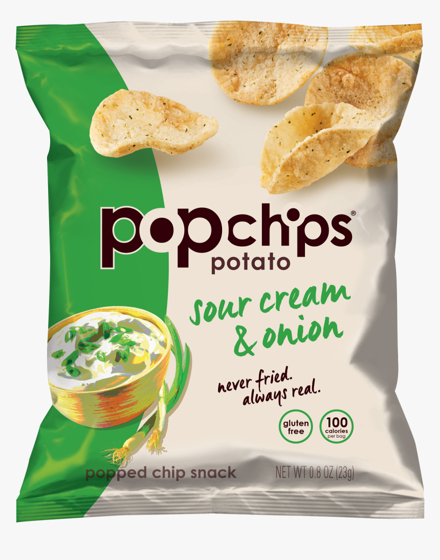 Healthy Office Snacks, Popchips Sour Cream & Onion - Pop Chips Sour Cream, HD Png Download, Free Download