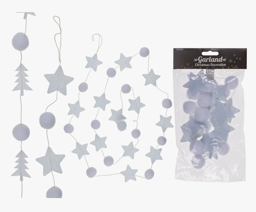 Guirnalda De Fieltro Blanco Con Estrellas Y Árbol De - Party Stars, HD Png Download, Free Download