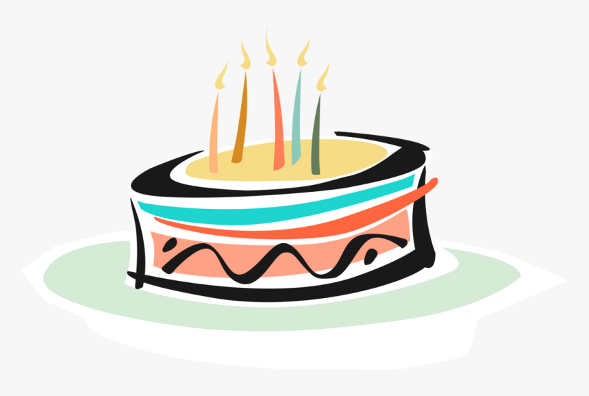 Birthday Cake Lit Candles Image Illustration Of - Bolo De Aniversário Vetor Png, Transparent Png, Free Download