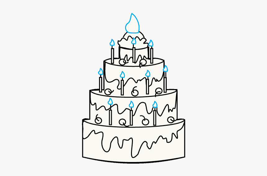 How To Draw A Cake Easy Drawing Guides - Cake Line Art Png, Transparent Png, Free Download